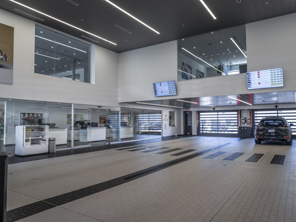 Inside look at Porsche Silver Spring service bay.