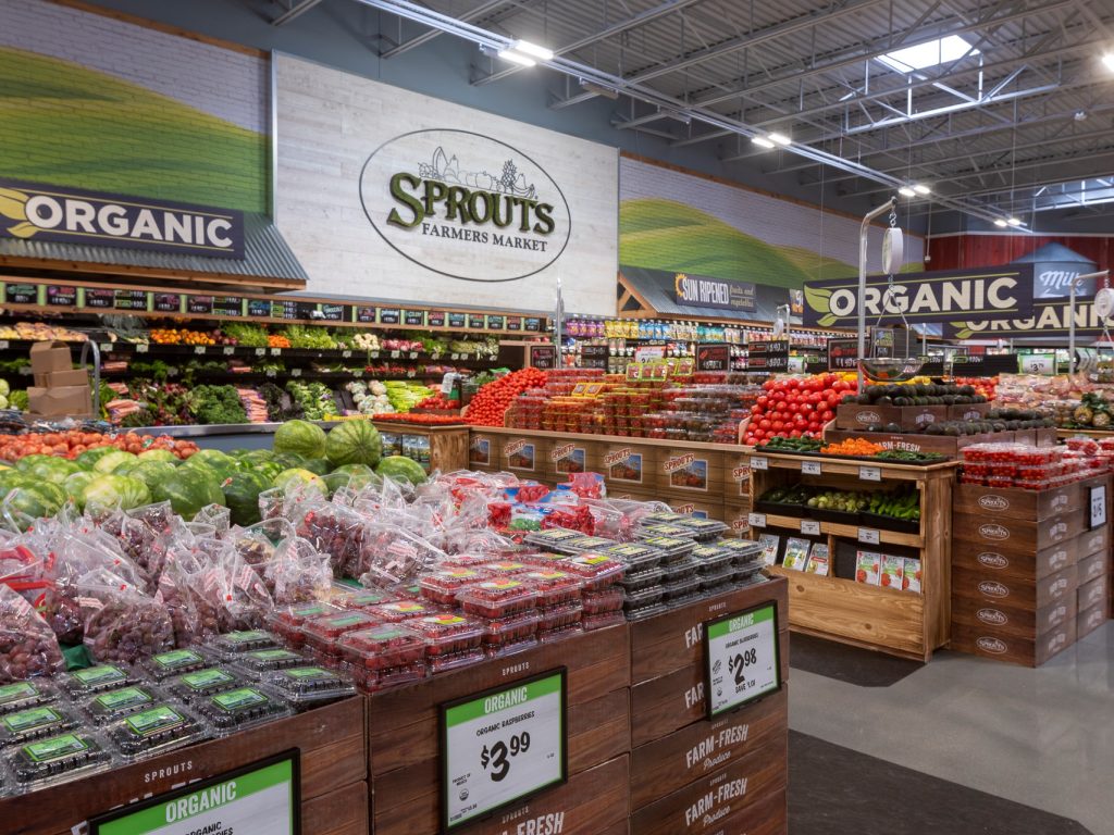 Grocery construction of a Sprouts, showing the produce department.