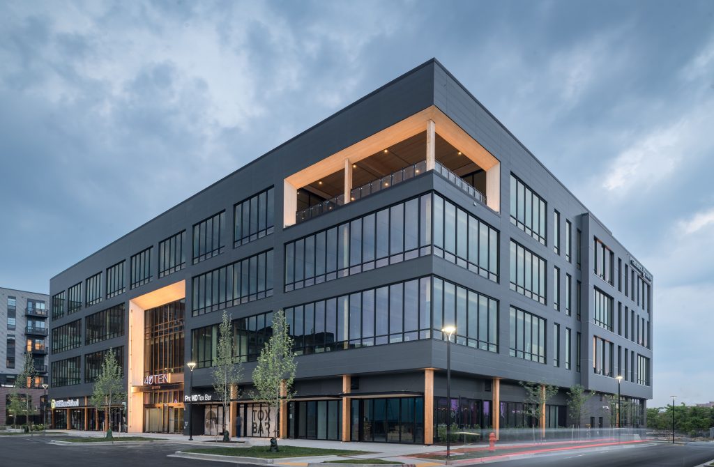 Exterior image of 40TEN, showcasing the windows that have the SageGlass Electrochromic Glazing System.